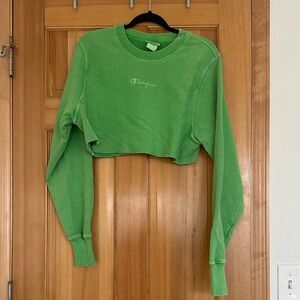 Green Champion Cropped Crewneck Sweatshirt